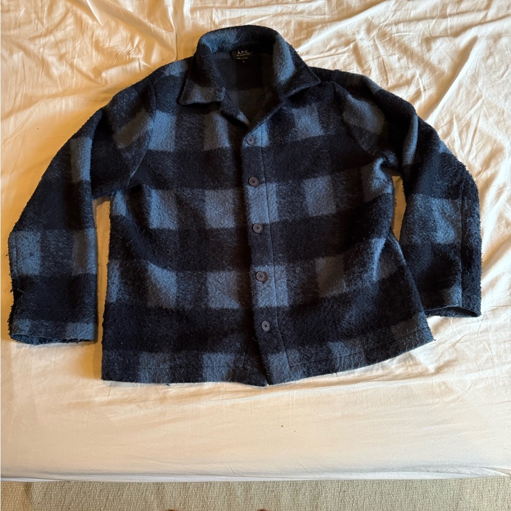 A.P.C. Navy and Black Wool Coat